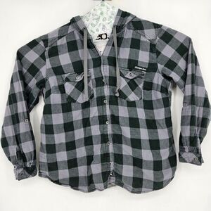 Michigan State Hoodie Womens 1X MSU Lined‎ Long Sleeve Green Gray Check